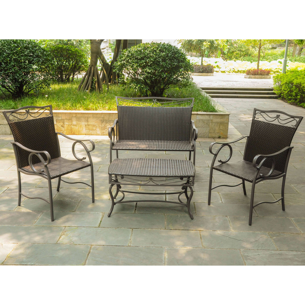 Set of 4 Resin Wicker Steel Settee Y2462