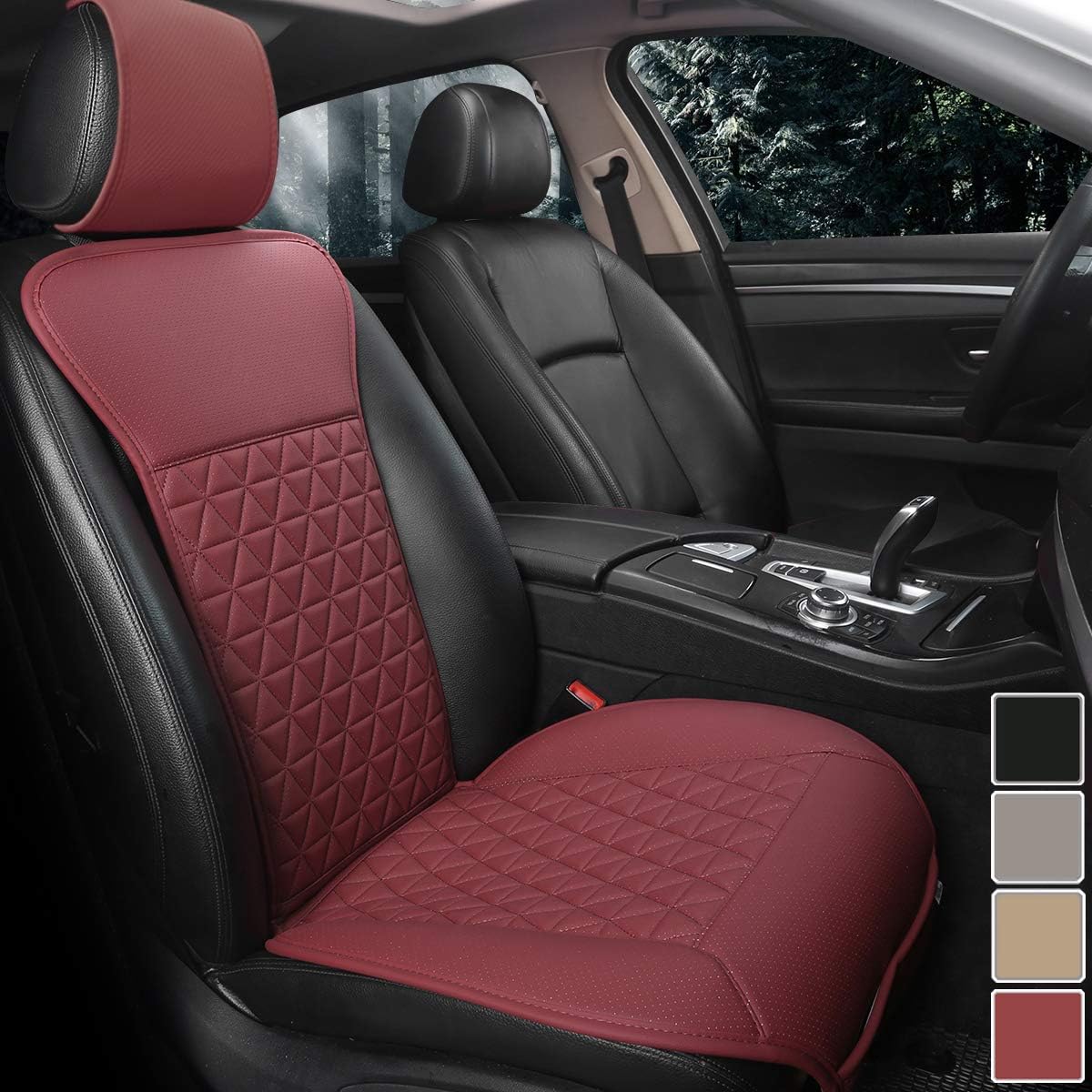 Black PU Leather Front Car Seat Cover with Backrest L343