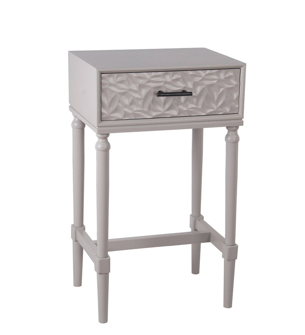 Antique White 1 Drawer Accent Stand with Bar Handle and Turned Legs P7370