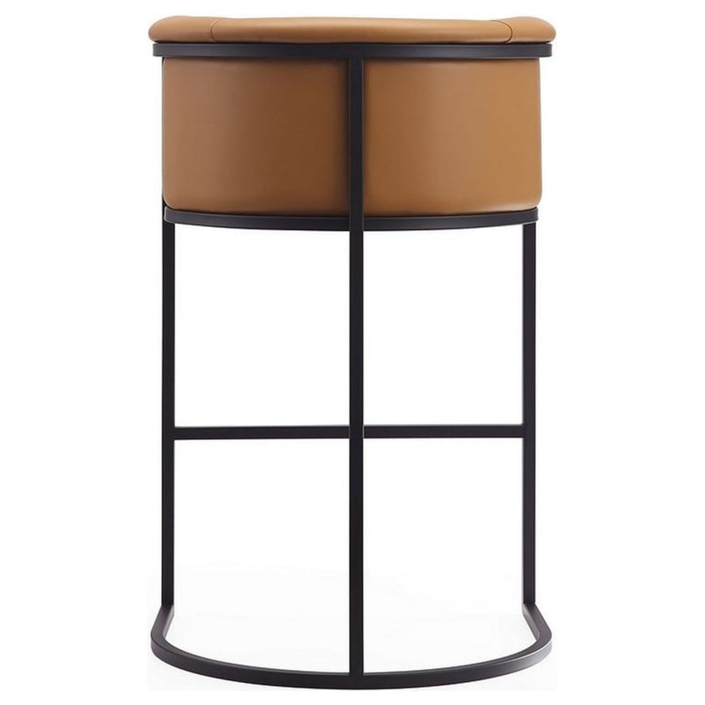 Camel and Black Metal Barstool O572