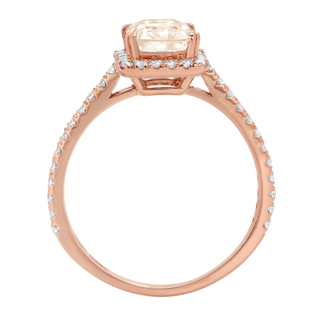 Emerald Cut Yellow Moissanite Halo Ring P858407