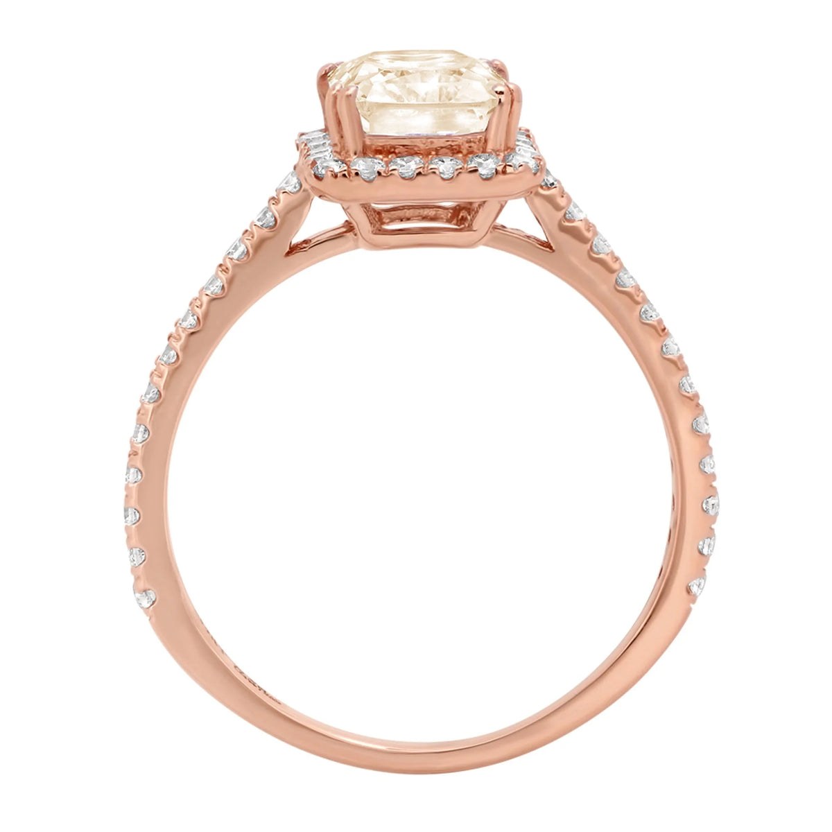 Emerald Cut Yellow Moissanite Halo Ring P858407