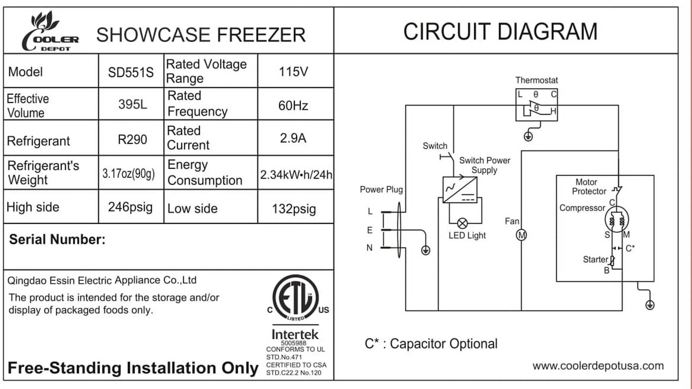 60 ins Popsicle Cabinet Freezer NSF with rack B9791