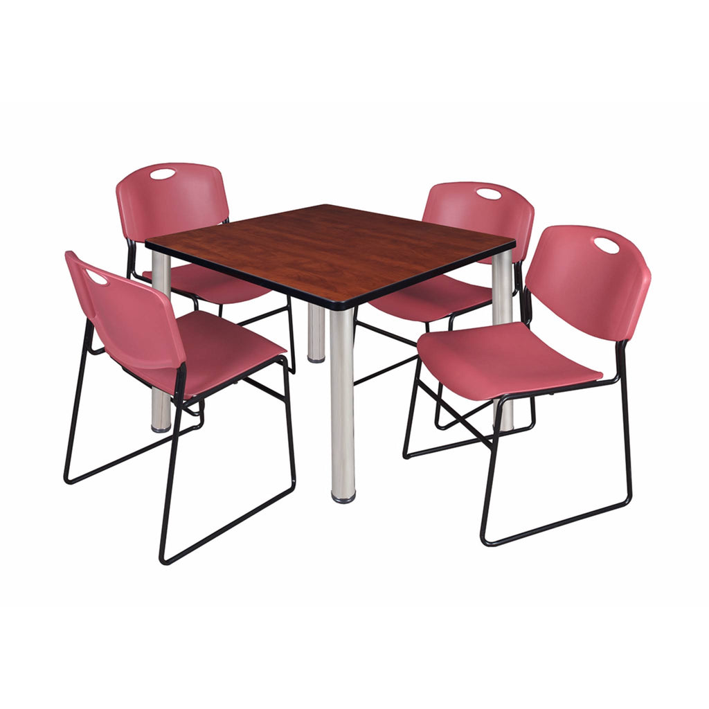 Square Breakroom Table with 4 Stack Chairs O9642
