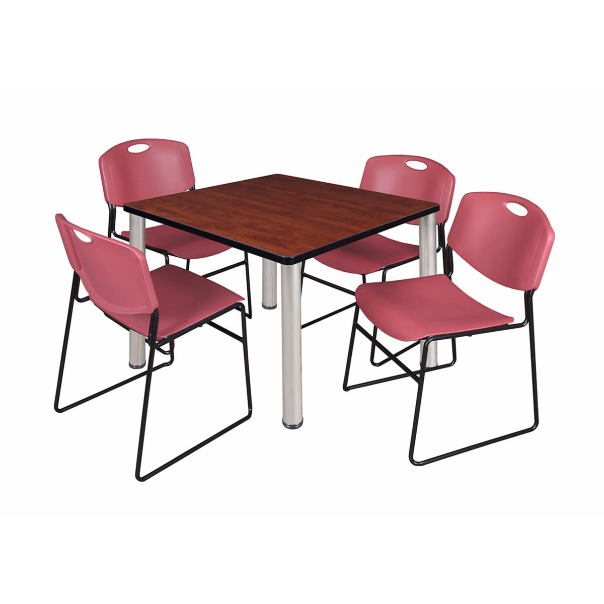 Square Breakroom Table with 4 Stack Chairs O9642