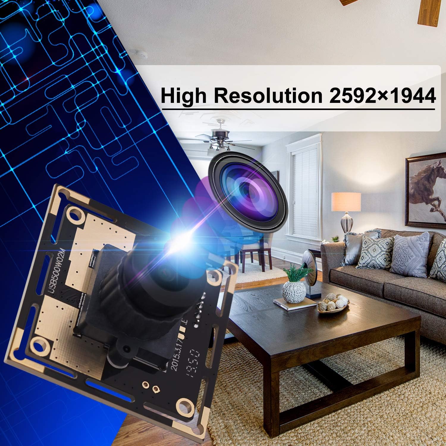 5 Megapixel USB Camera Module with 170 Degree Fisheye Lens Wide Angle HD Webcamera M5949
