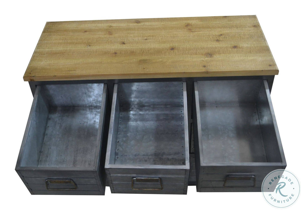 Gray and Brown Accent Cabinet with Solid Wood Top G659768