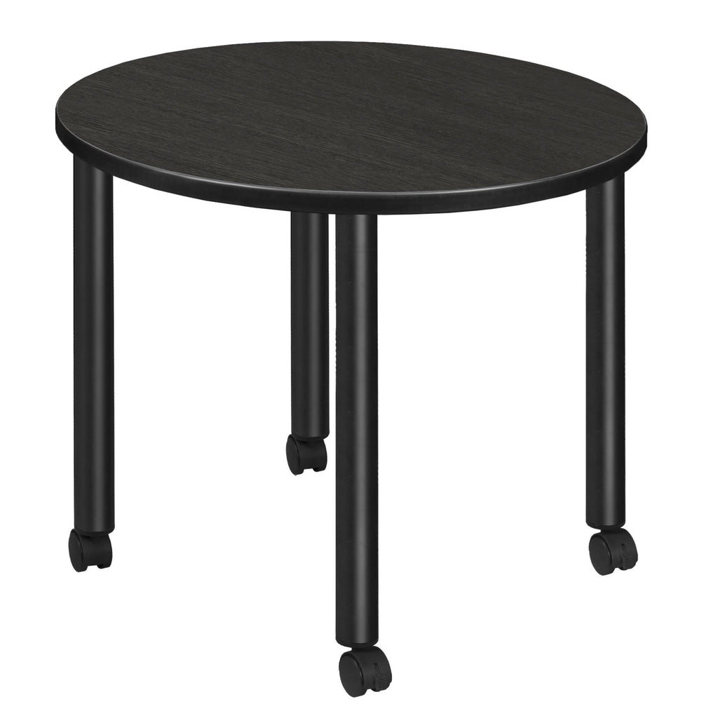 Beige Black Round Mobile Breakroom Table P89369