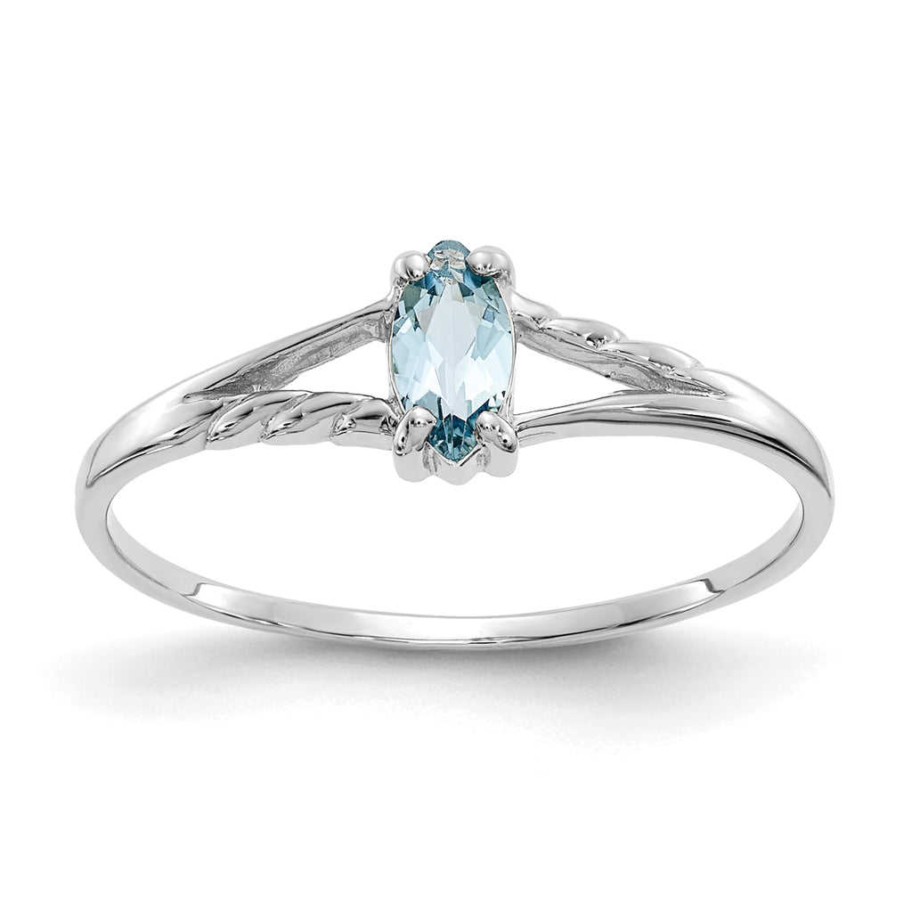 10 Karat White Gold Aquamarine Ring J7564