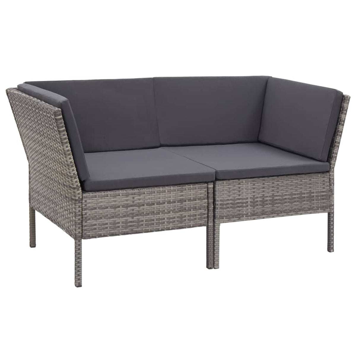 6 Piece Outdoor Conversation Set Gray Poly Rattan Patio Sectional Set T1746