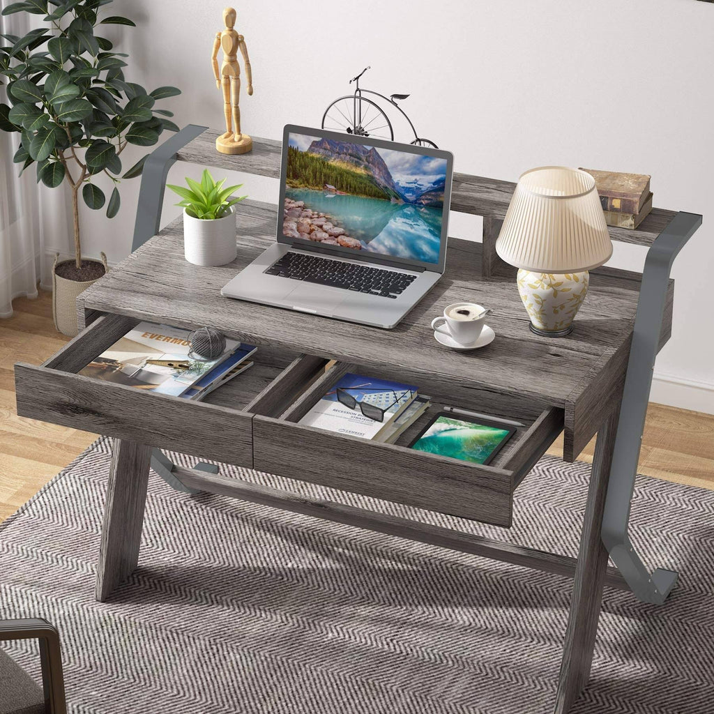 47'' Computer Desk with 2 Storage Drawers and Monitor Stand A7429