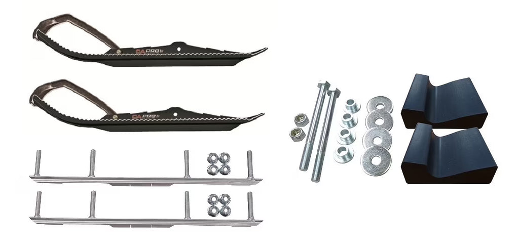 Black Snowmobile Skis with Shaper Bars Complete Kit U15876