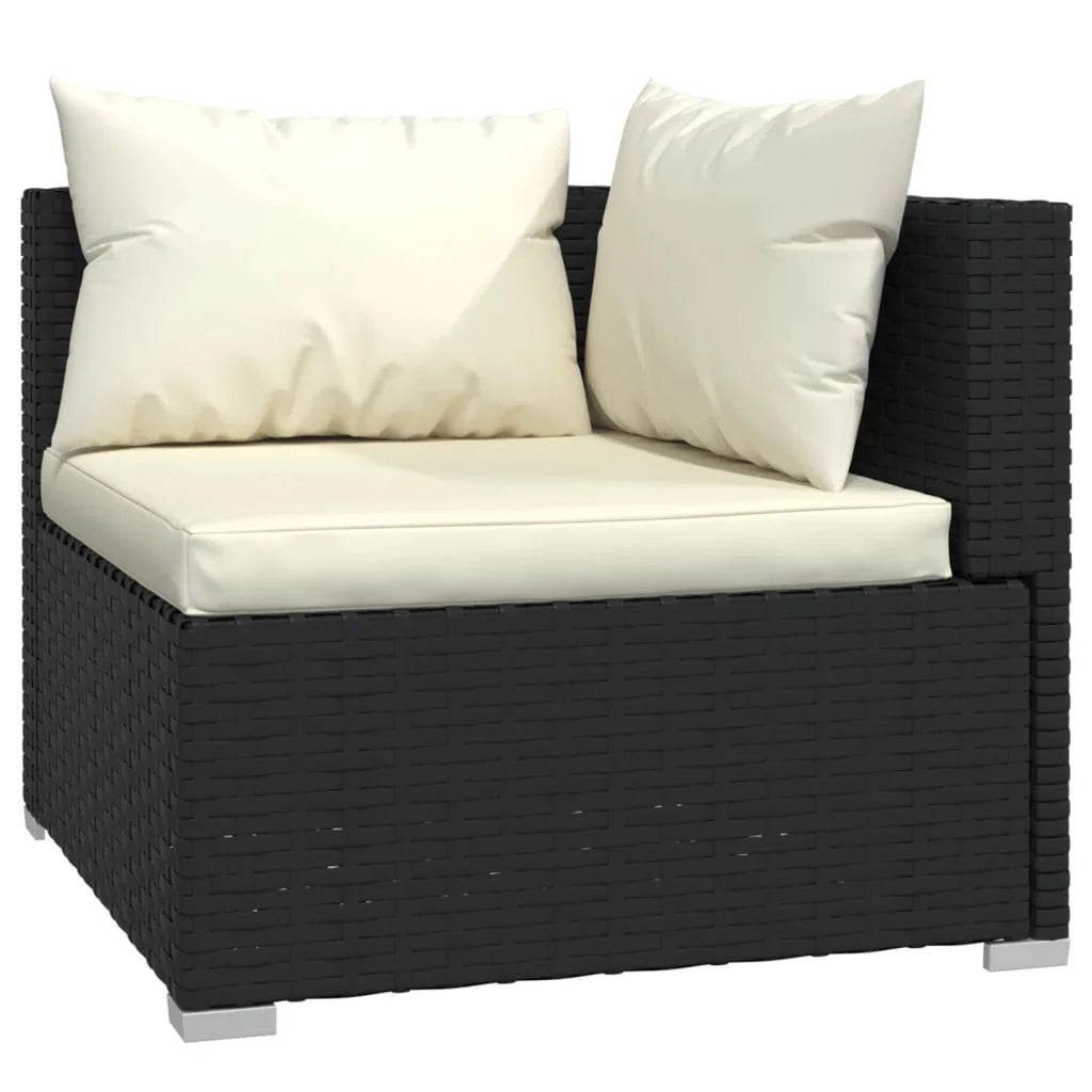 9 Piece Patio Set with Cushions Poly Rattan Black S488