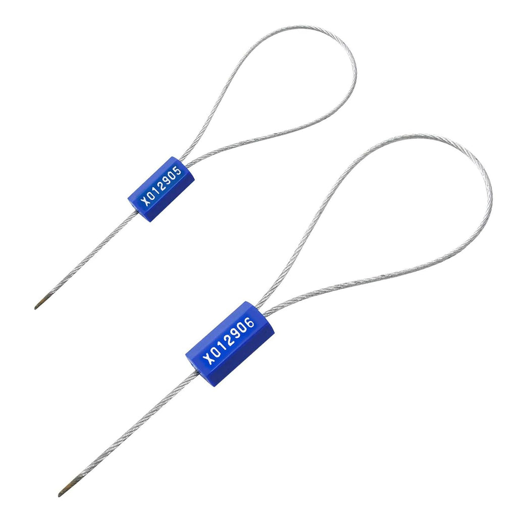 100PCS Steel Security Cable Seals Numbered Tamper Proof Tags 320mm Blue Pack of 2 B296930