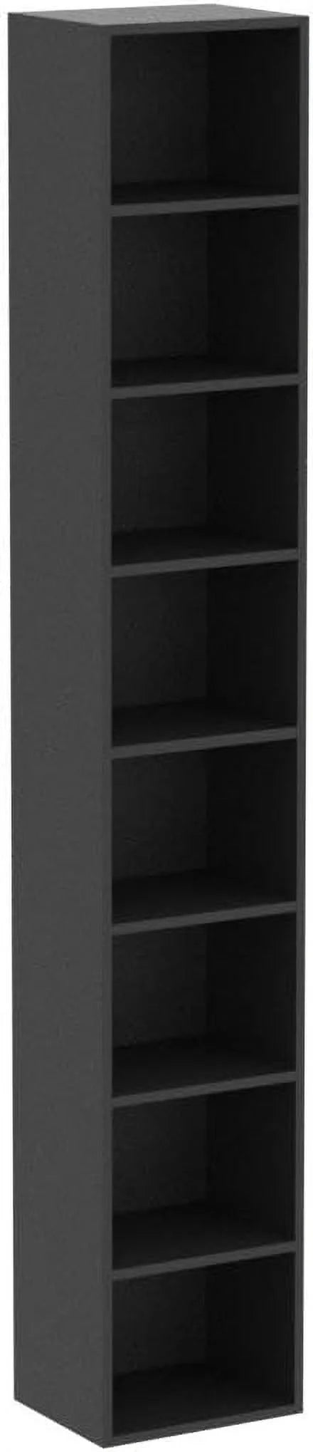 8-Tier Tall Narrow Media Storage Cabinet with Adjustable Shelves, Black O944