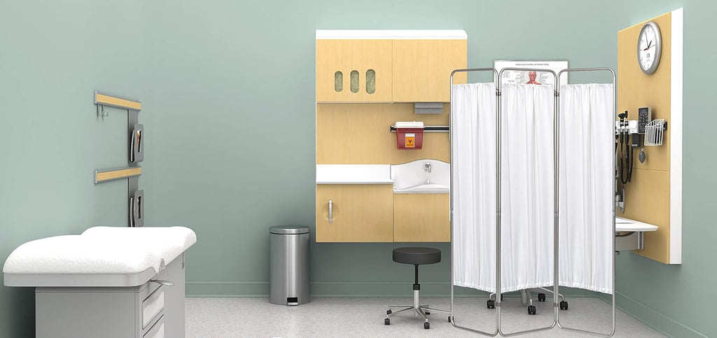 3 Panel Medical Privacy Screen with White Vinyl Panel N1593