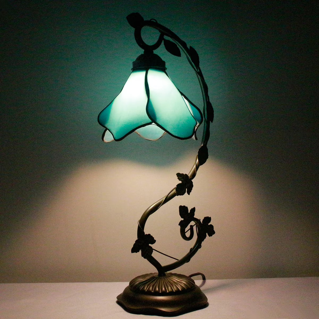 Stained Glass Table Desk Reading Lamp with Crystal Bead Shade M4771