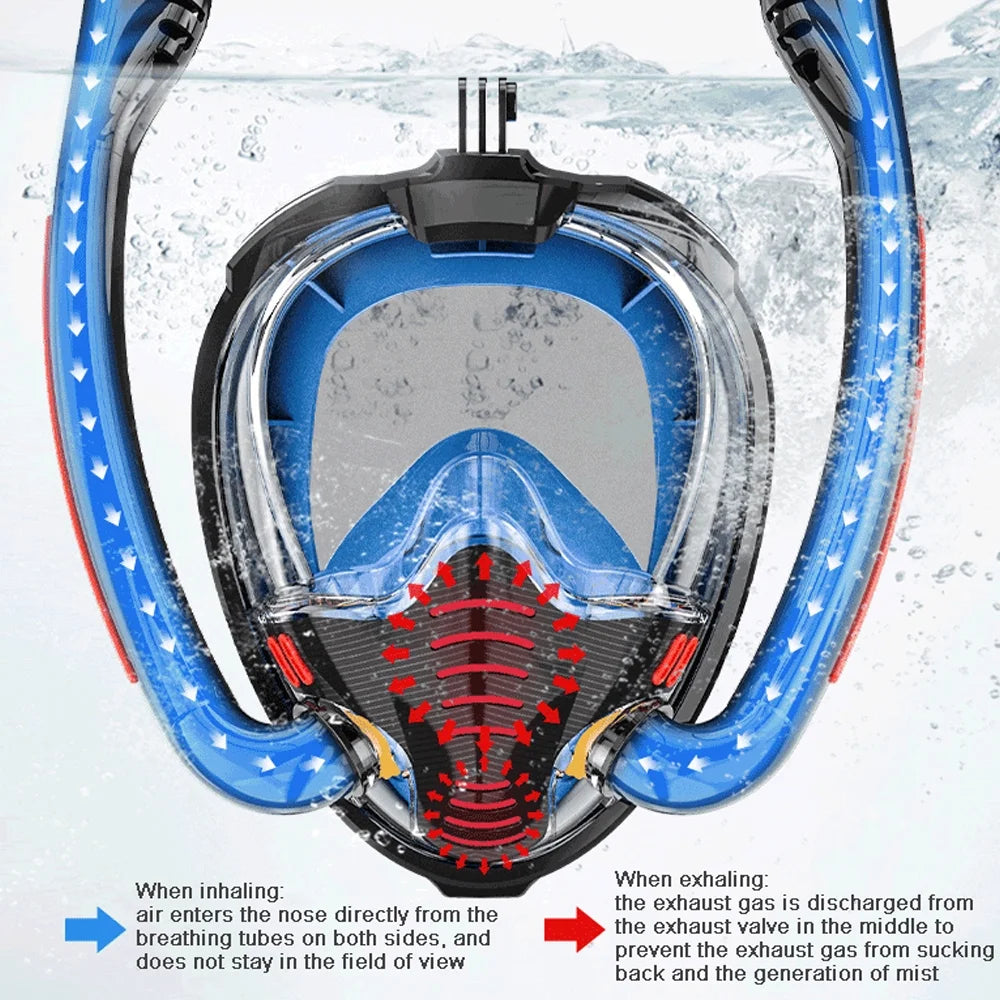 Snorkeling Self Contained Underwater Breathing Apparatus Double Tube Silicone Diving R6832