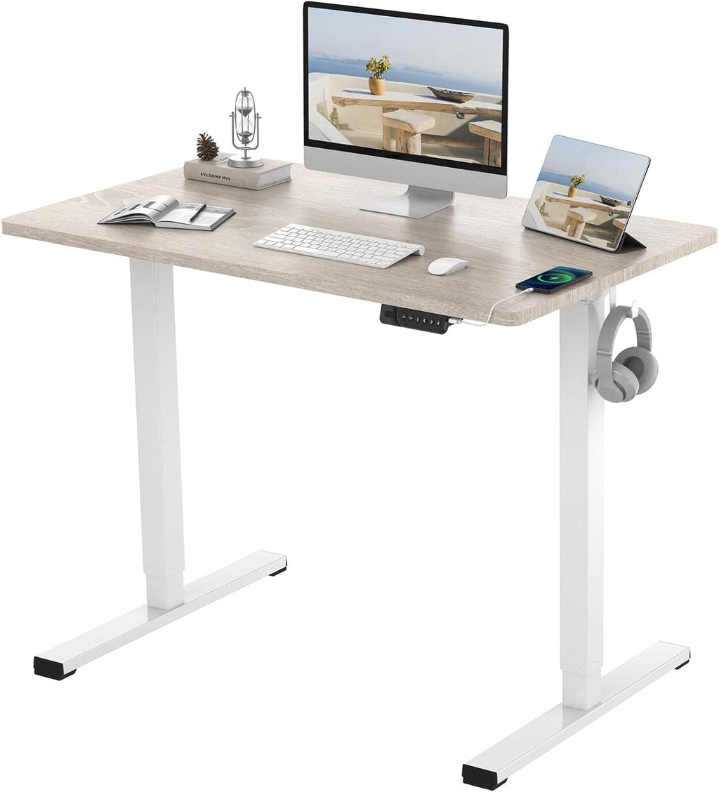 Electric Height Adjustable Standing Desk, 48 x 24 inch, White Frame/White Desktop M7947