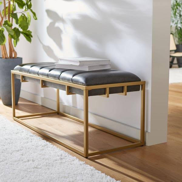 Brown Channel Tufted Bench V9455