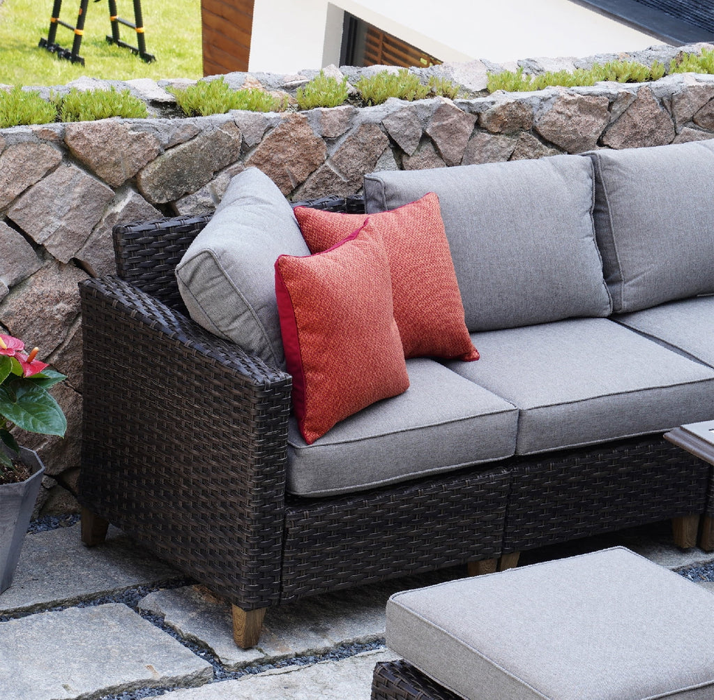Gray Wicker Right Arm Sofa D7061