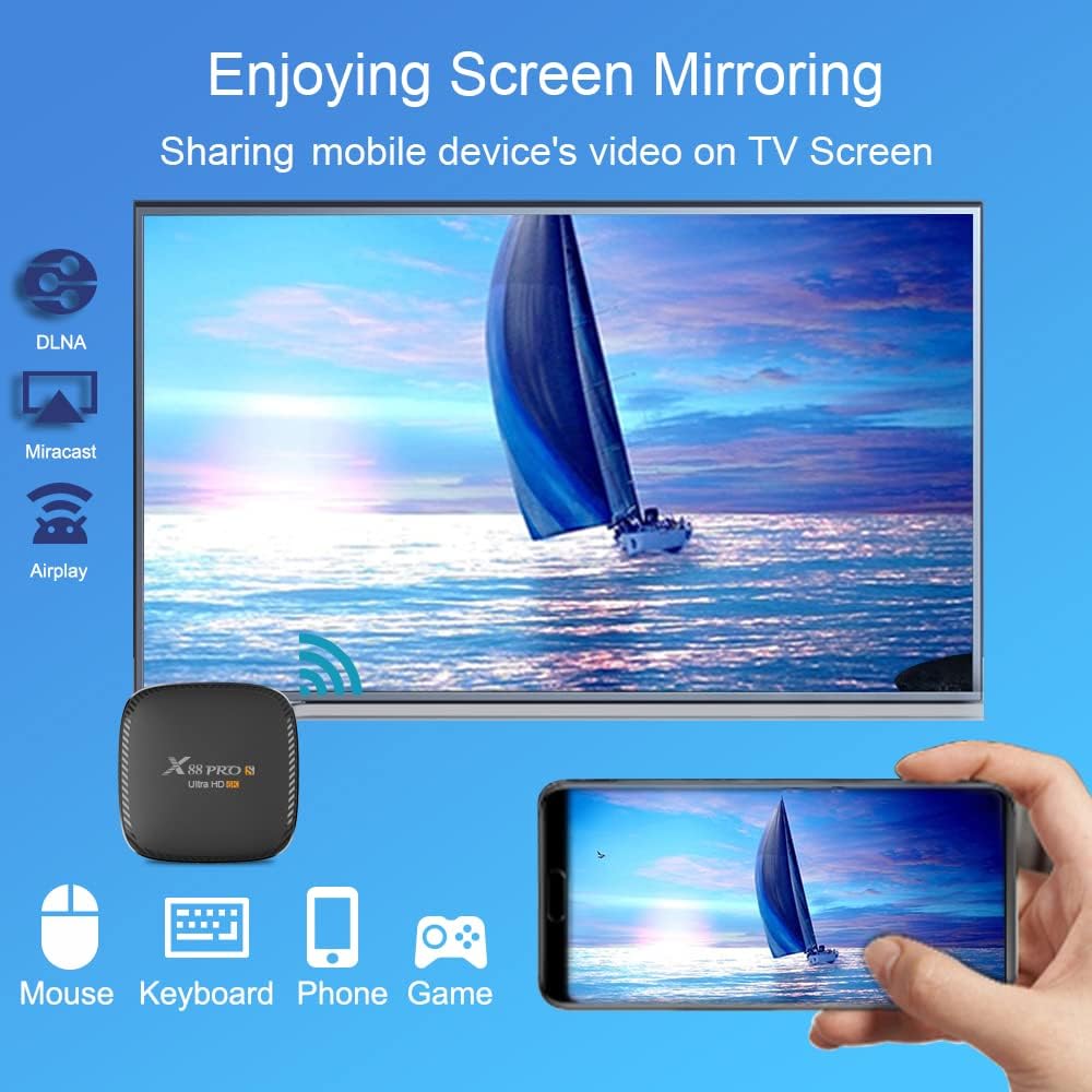 Smart TV Box with Mini Wireless Backlit Keyboard, 4G RAM 64G ROM, USB 3.0, Ultra HD 6K, HDR 10+, Dual Band WiFi, BT4.2, Android 11.0, Pack of 2 C695149